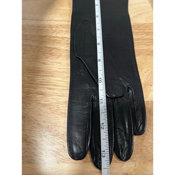 Vintage Dainty Soft Black Leather Gloves Long Small JL - Picture 7 of 9